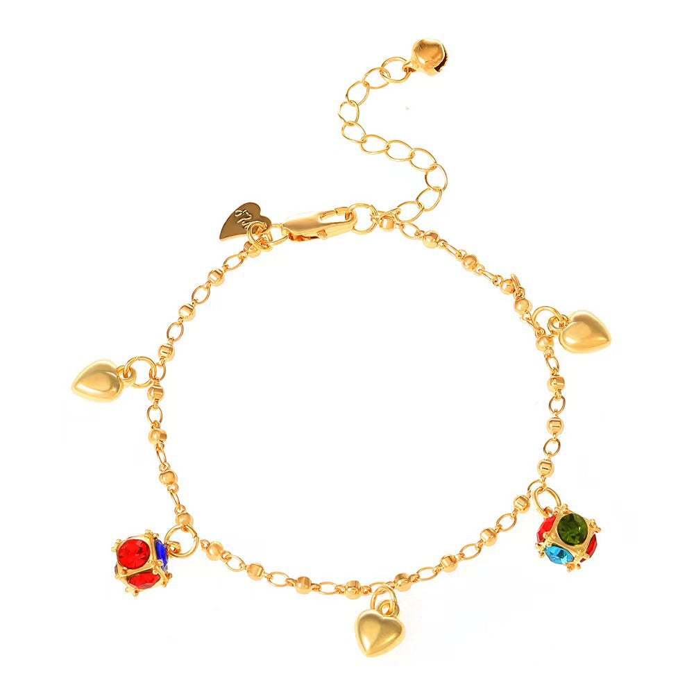Color al por mayor Drip Oil Flower Heart Heart Titanium Bracelet de acero